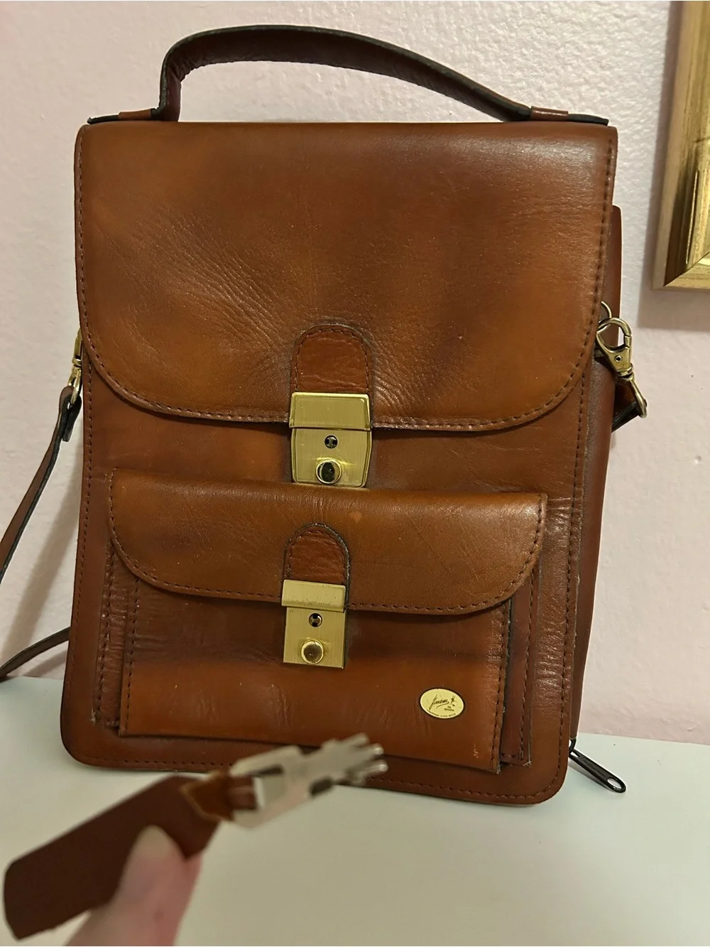 Vintage Jimenez H. Piel Locking Leather Messenger Bag Portfolio Briefcase w/Keys